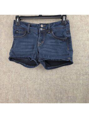 Wallflower Womens Denim Shorts Blue Size 1 Distressed Raw Hem Stretch Summer